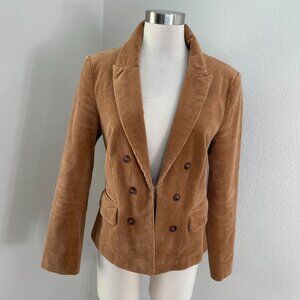 Nanette Lepore Womens 10 Camel Brown Corduroy Blazer Hook Closure Jacket